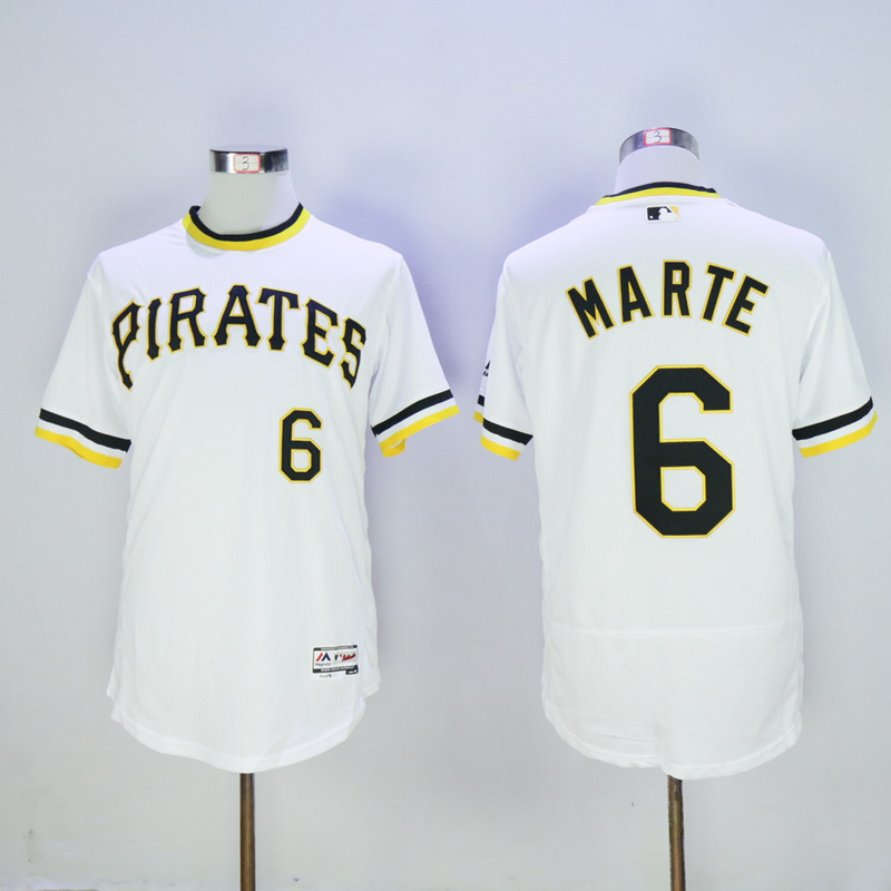 Men Pittsburgh Pirates #6 Marte White Throwback Elite MLB Jerseys